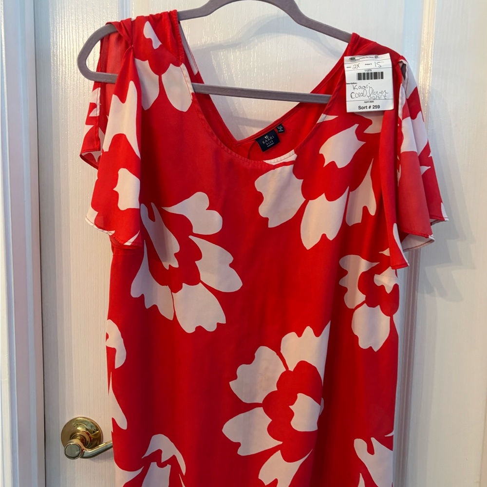 Kaari Blue Red and White Floral Blouse